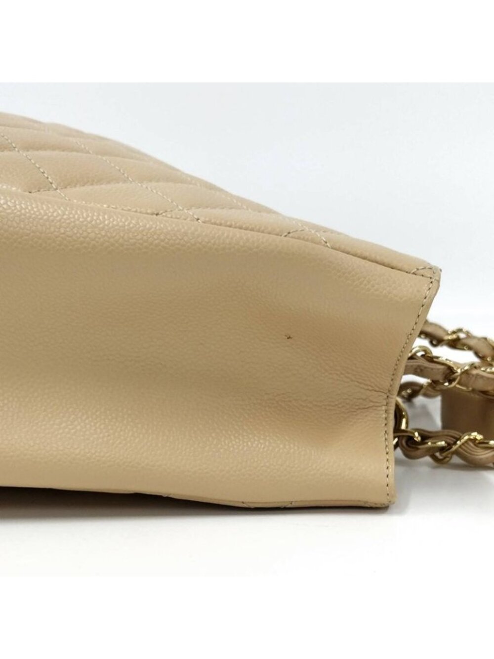 Chanel Gst Chain Tote Bag Quilted Caviar Leather Beige - Picture 6 of 10